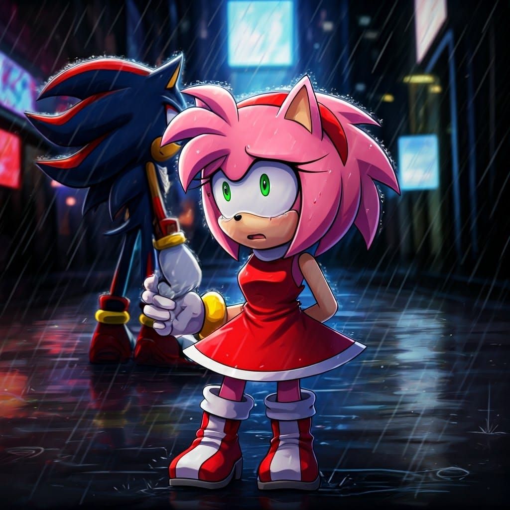 Amy Rose Discovers Sonic's Betrayal in Rainy City Streets