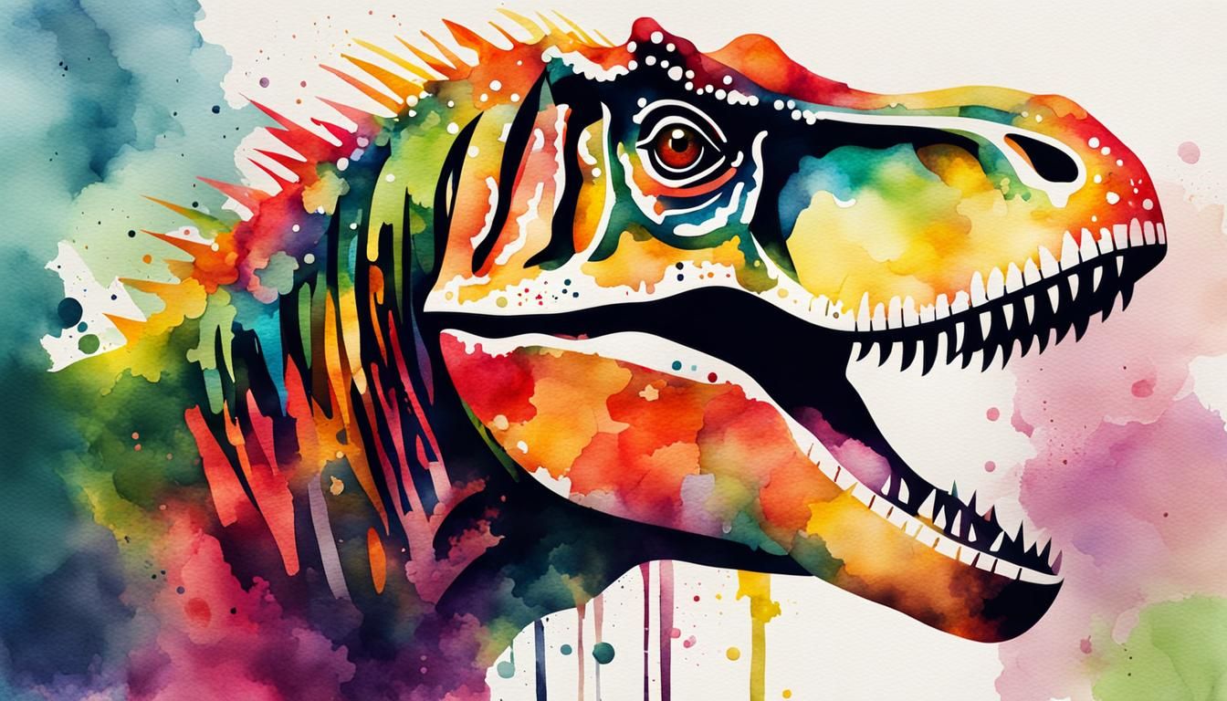 Watercolor T-Rex Portrait Made of Housing Materials