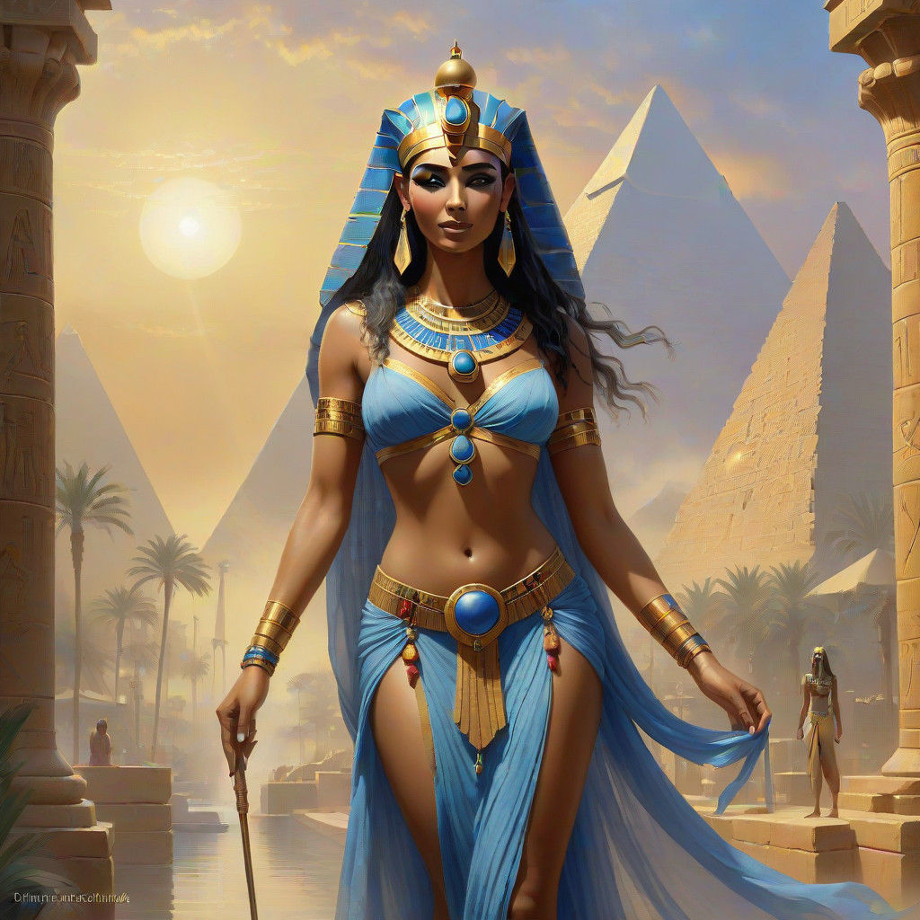 Egyptian Goddess in Luxor's Dreamy Atmosphere