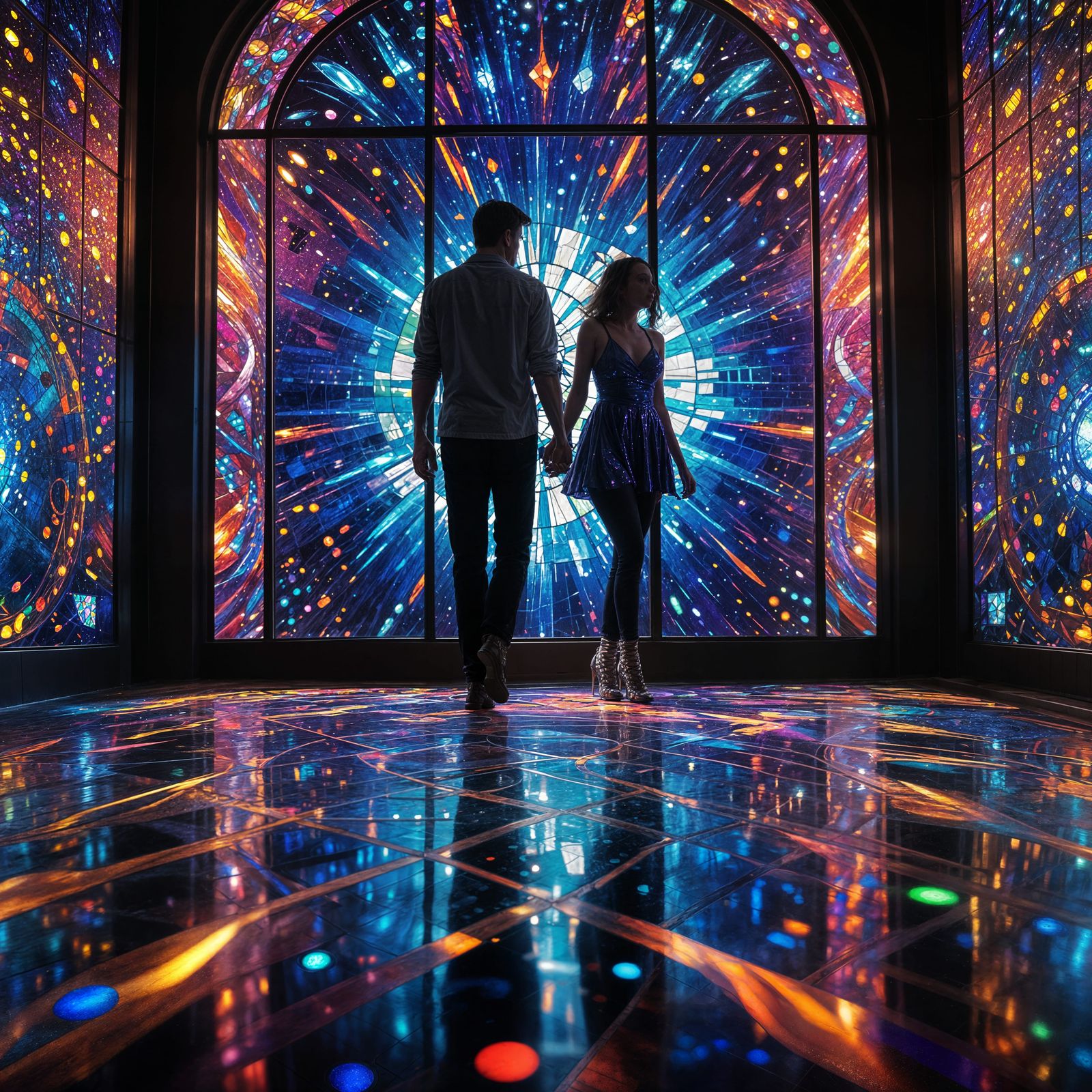 Vibrant Stained Glass Disco Floor