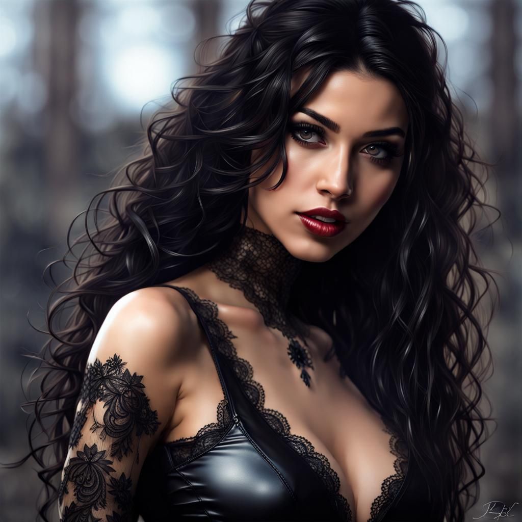 Argentinian Beauty in Gothic Latex Lingerie