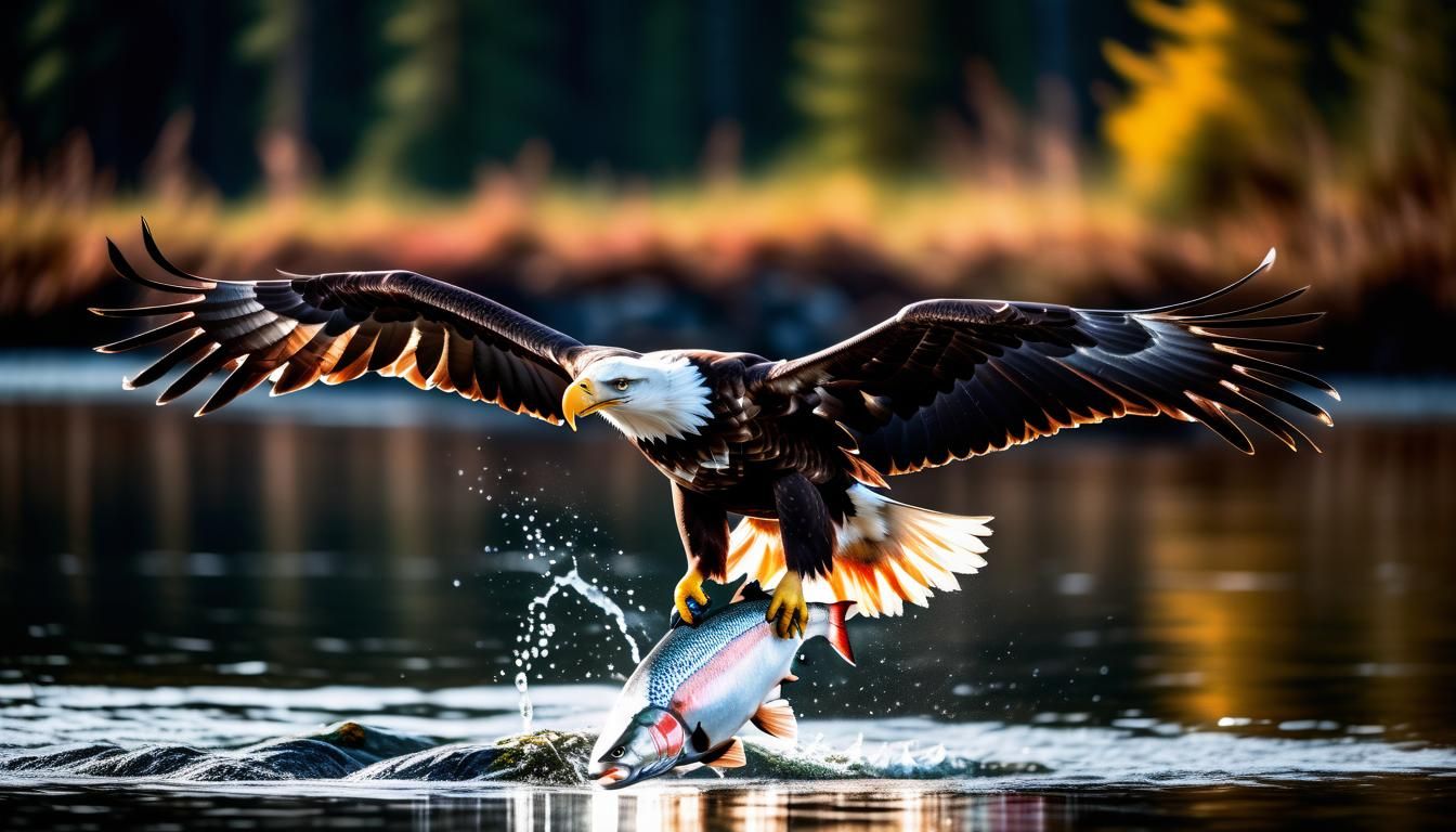 Eagle Catching Salmon: Professional Wildlife Photography
