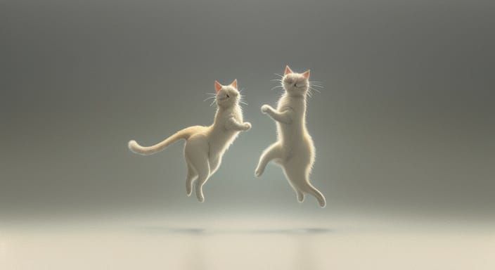 Cats Dancing in Fog, Minimalist Film Still