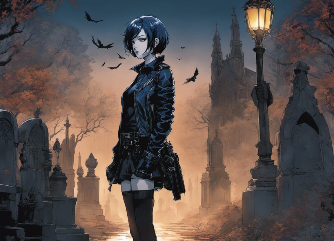 Manga Girl in a Graveyard