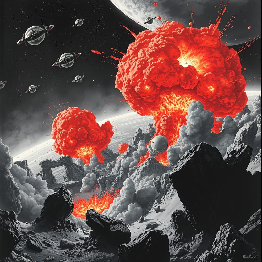 Dramatic Cosmic Explosion in Sci-Fi Style