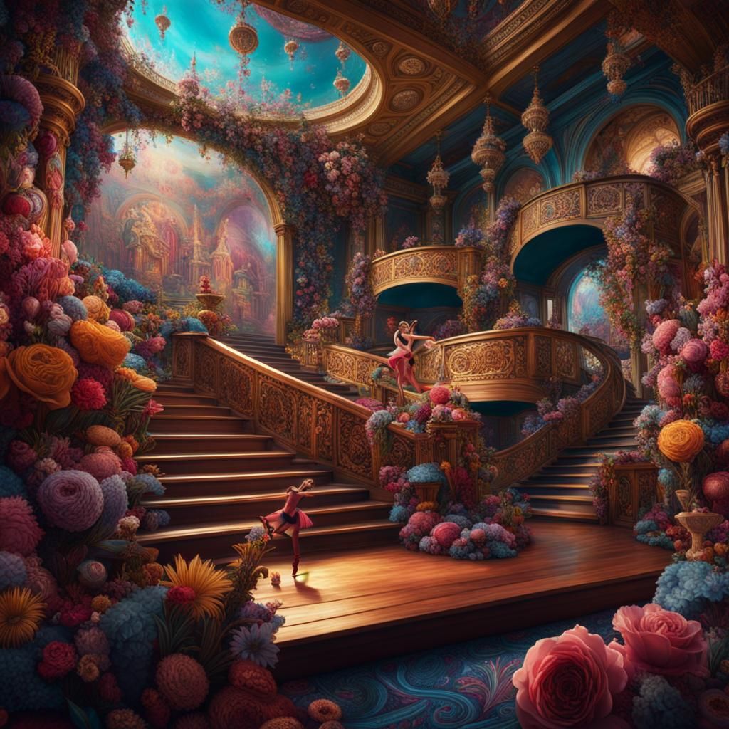 Ballerina's Paisley Dance: Maximalist Stage Art