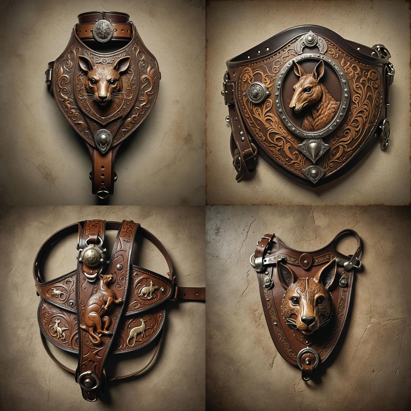 Leather Chastity Belt with Kangaroo Motif