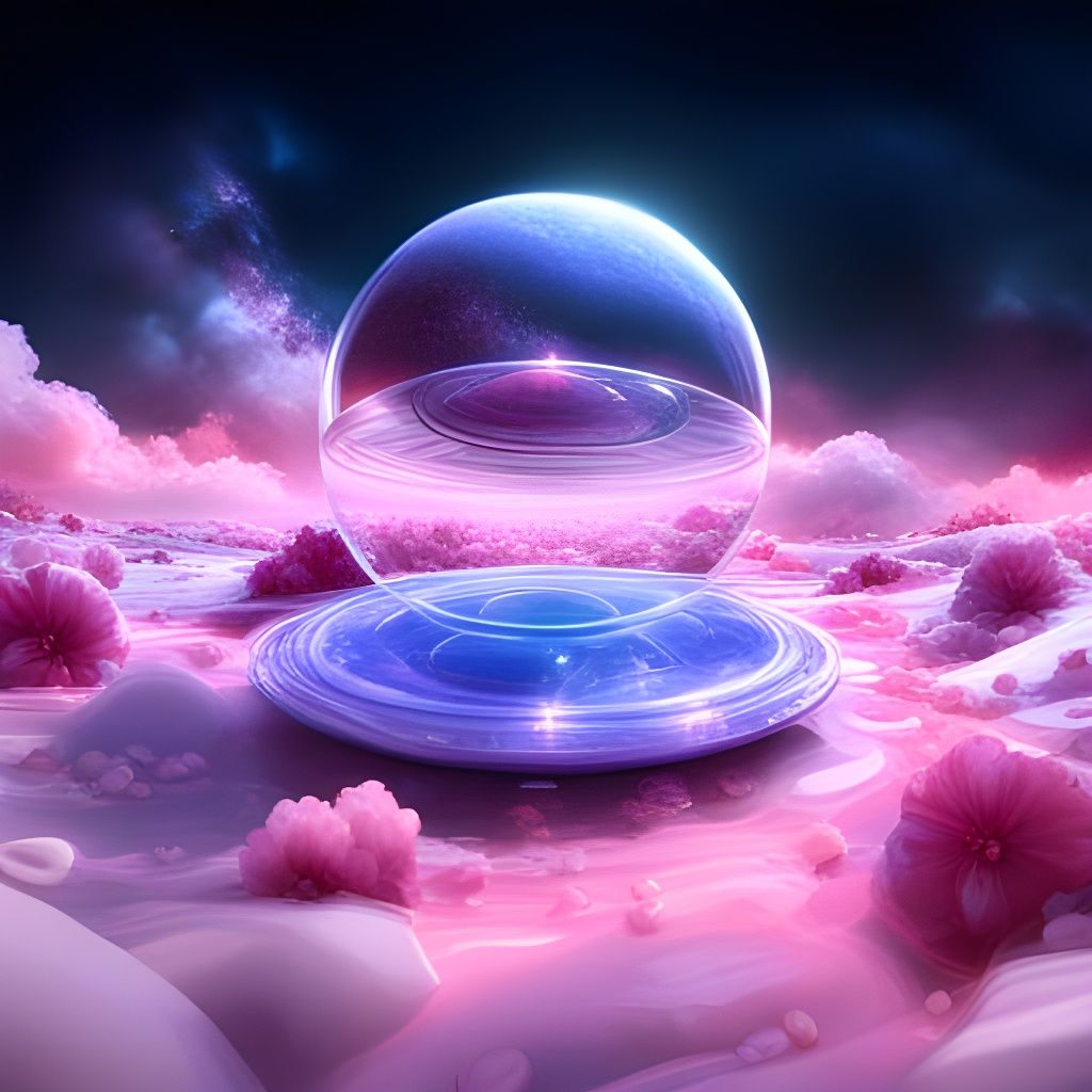 Jelly Bean UFO in Space with Cherry Blossoms