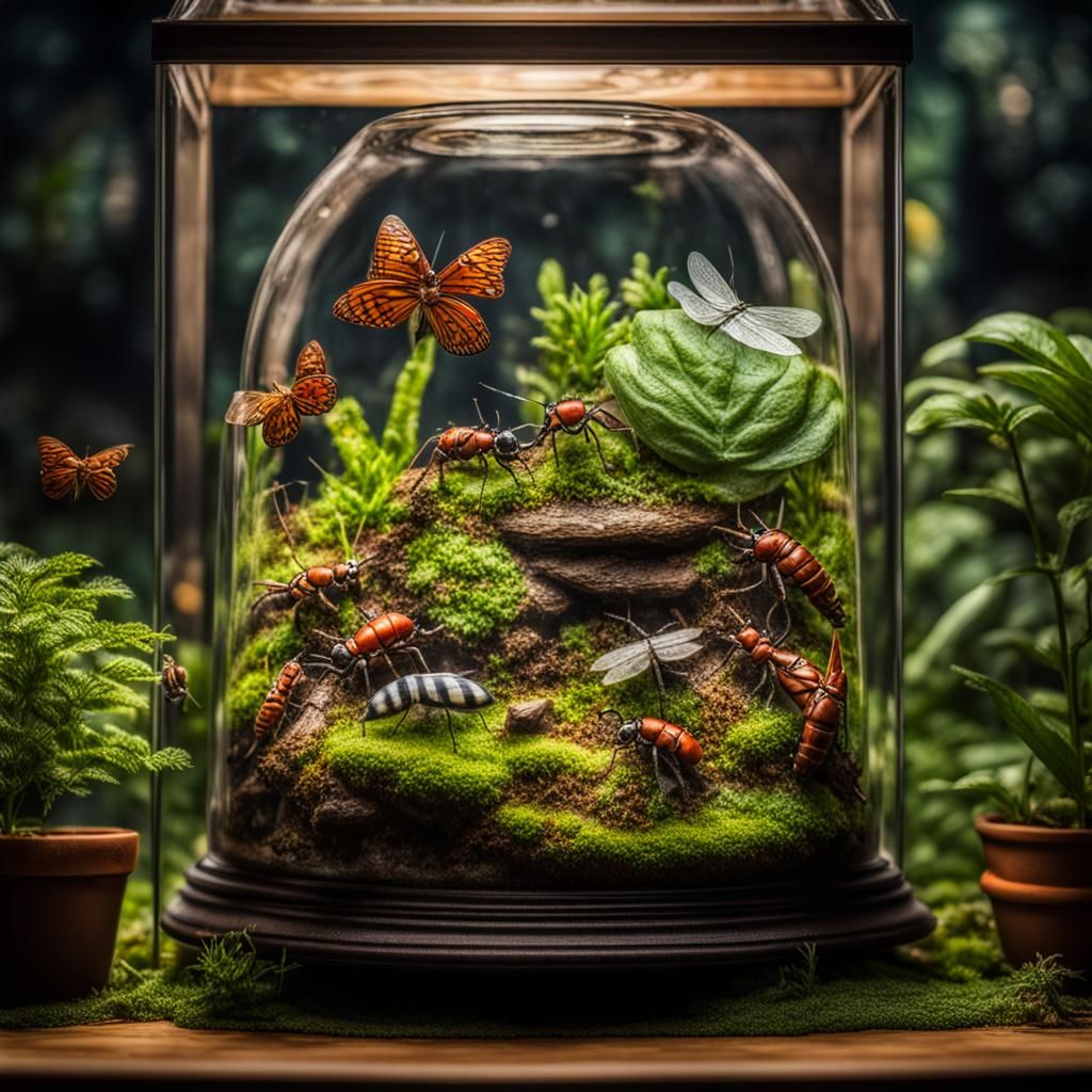 Hyperrealistic Terrarium: Insects in Perfect Harmony
