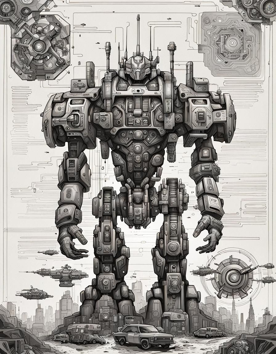 Psychedelic Mecha Diagram in Digital Ink