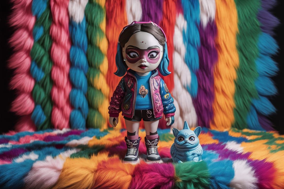 Cutepunk Action Figure and Livingfart on Rainbow Rug