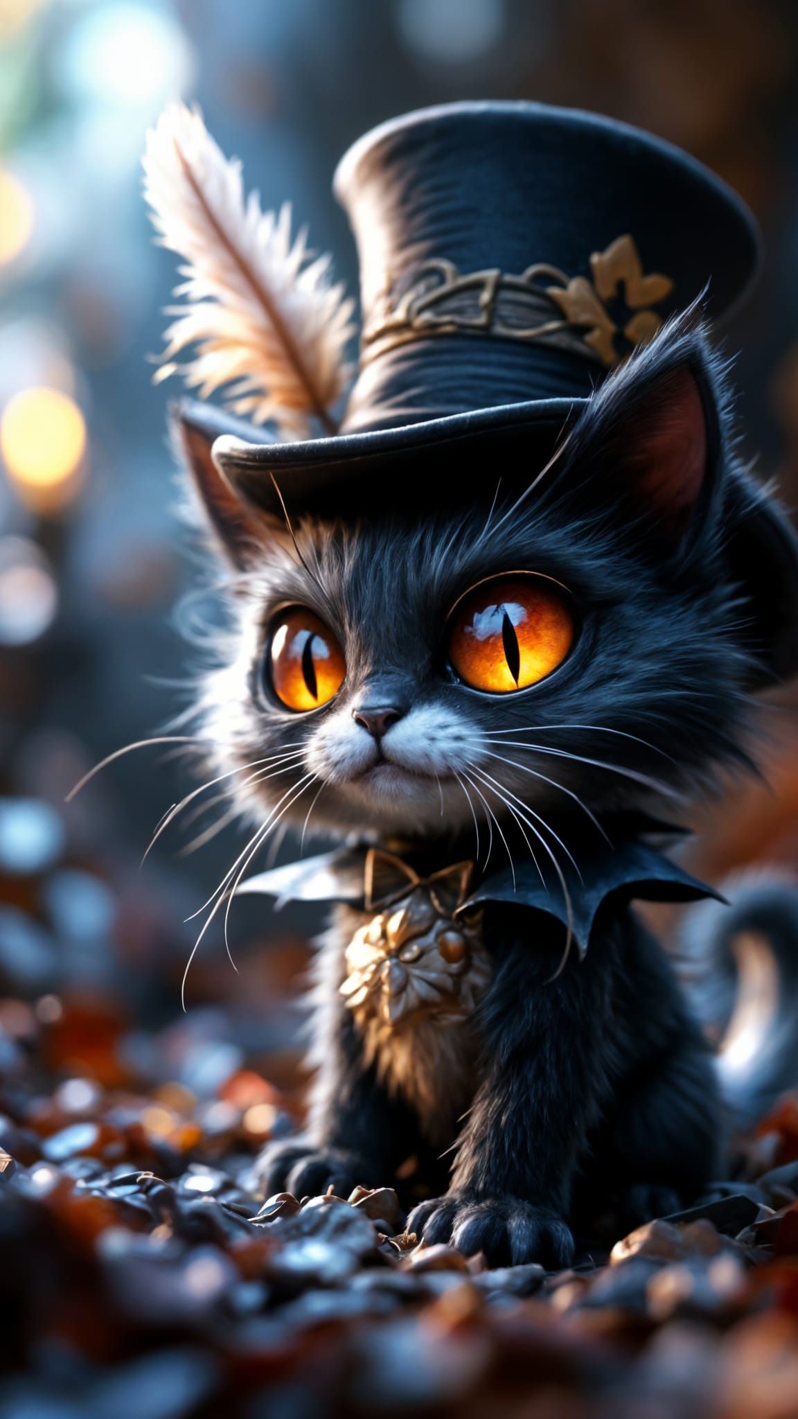 Cute Chibi Demonic Cat in Top Hat