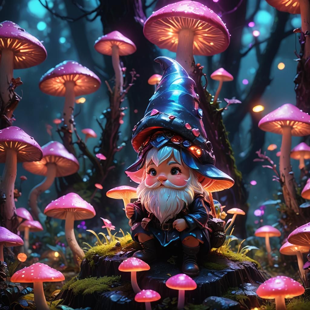 gnome in a neon forest