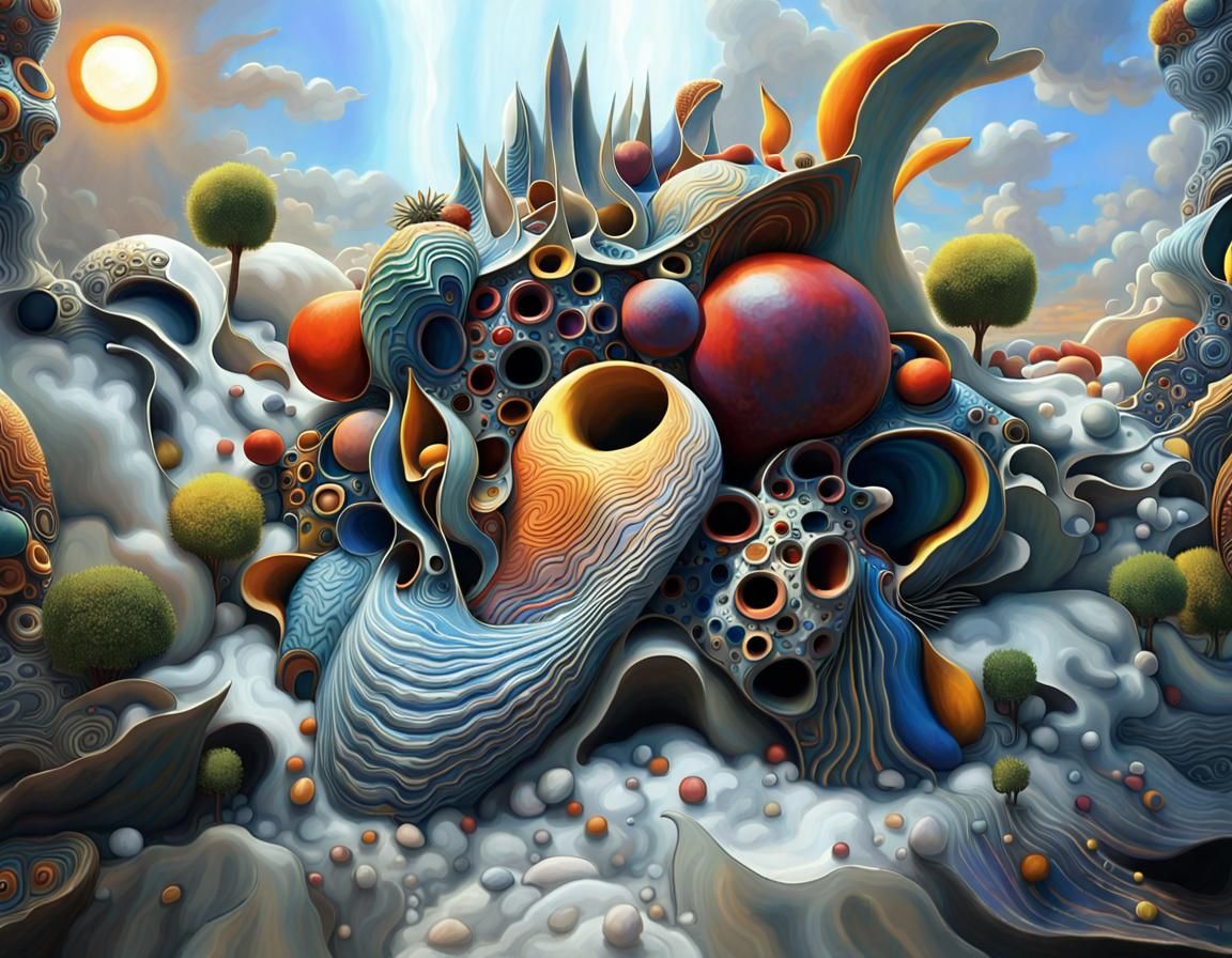 Abstract Art with Dreamlike Details in Magic Realism