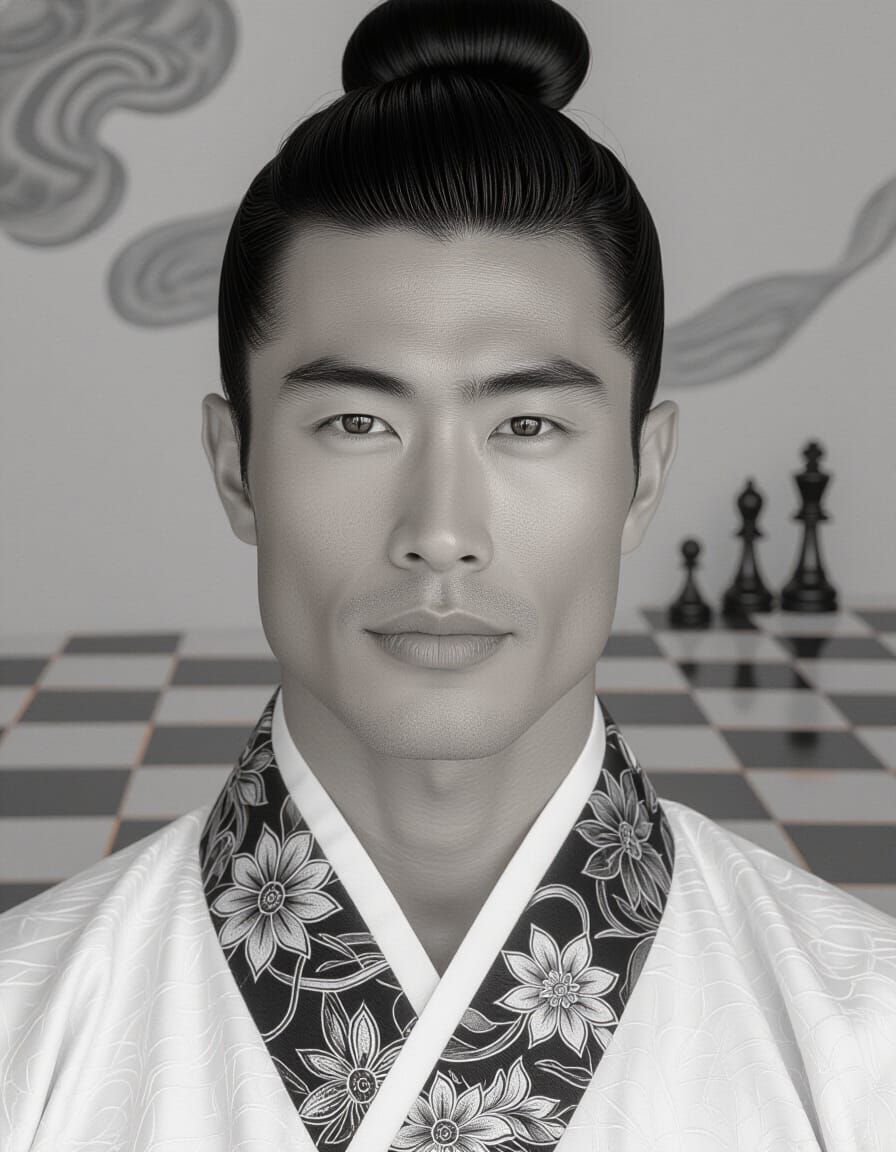 Serene Portrait of Asian Man in Erwin Olaf Style