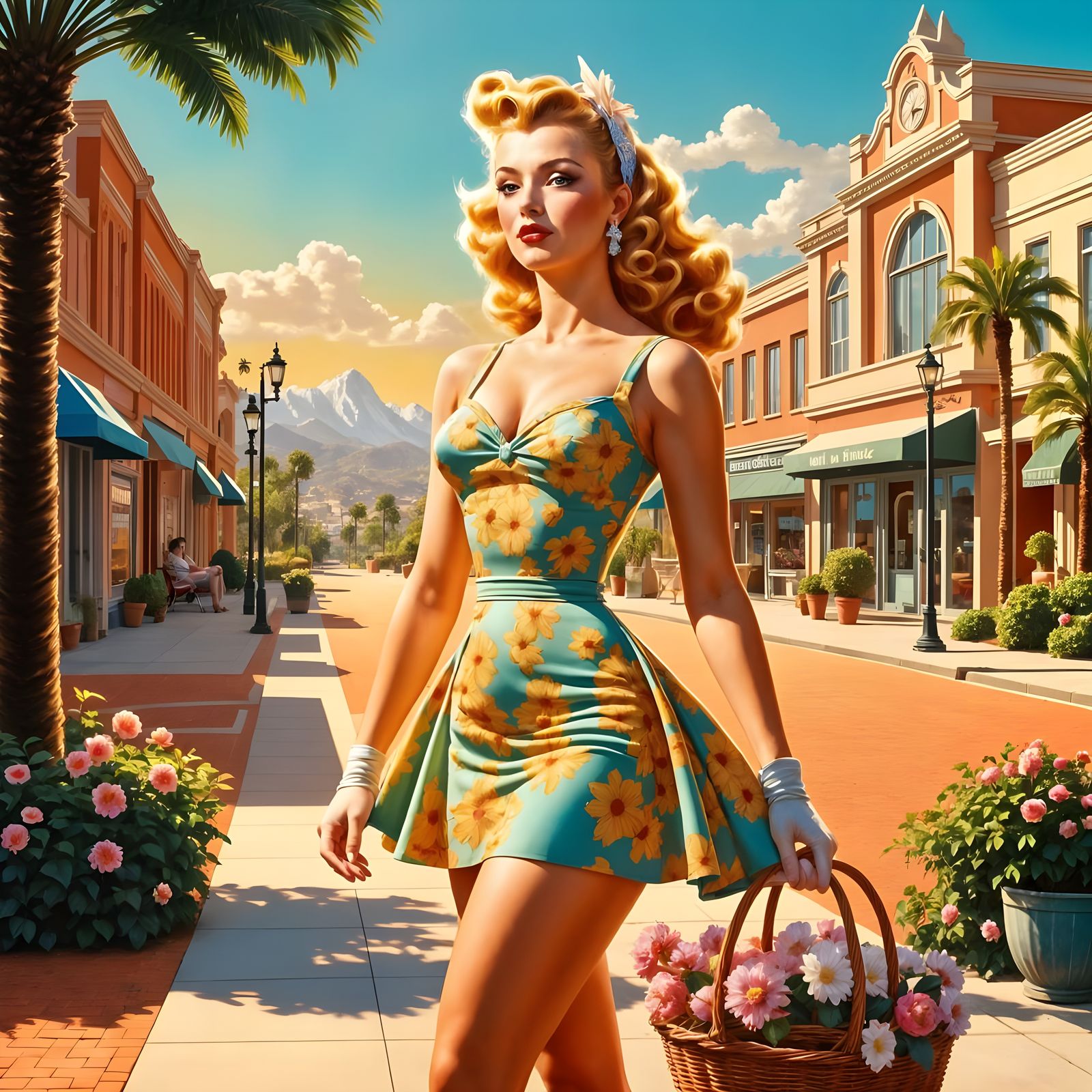 Vintage Pinup Beauty in Summer Florals