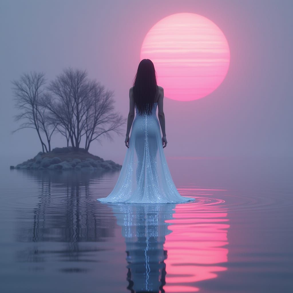 Ethereal Fashionista in Bioluminescent Gown