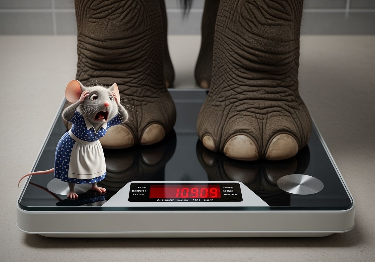 Mouse Housewife Panics on Bathroom Scale