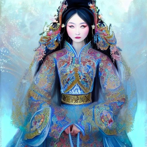 Ethereal Mongolian Bride in Traditional Costume