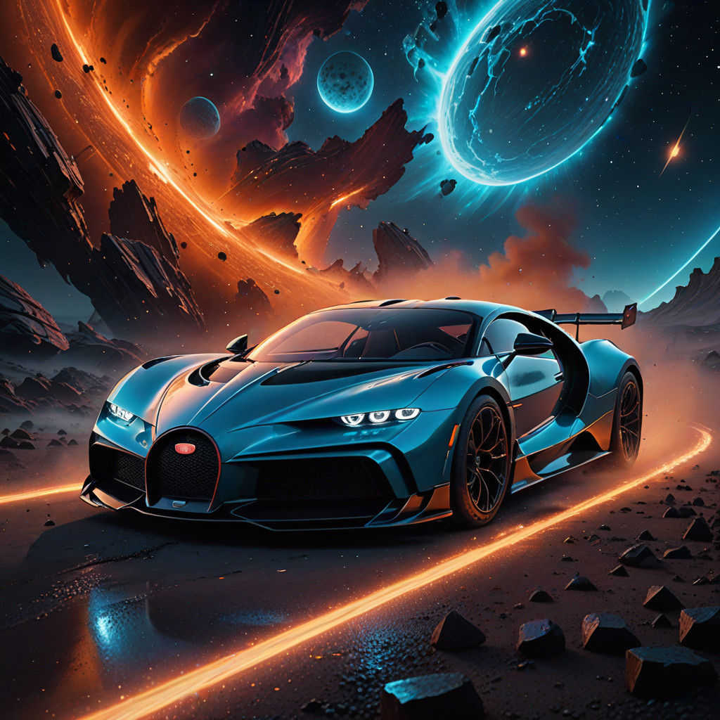 Bugatti Divo Blazes Through Cosmic Nebula