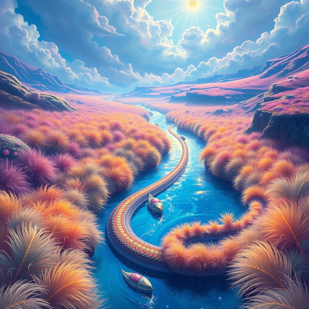Rainbow River in Surreal Dream Landscape