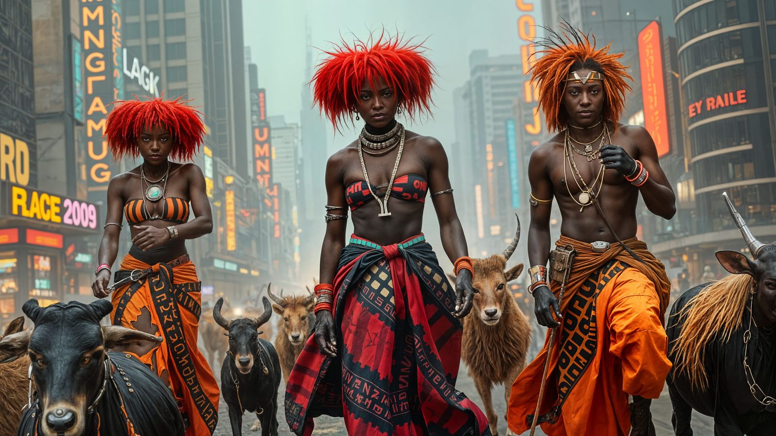 Post-Apocalyptic Cyberpunk African Cityscape