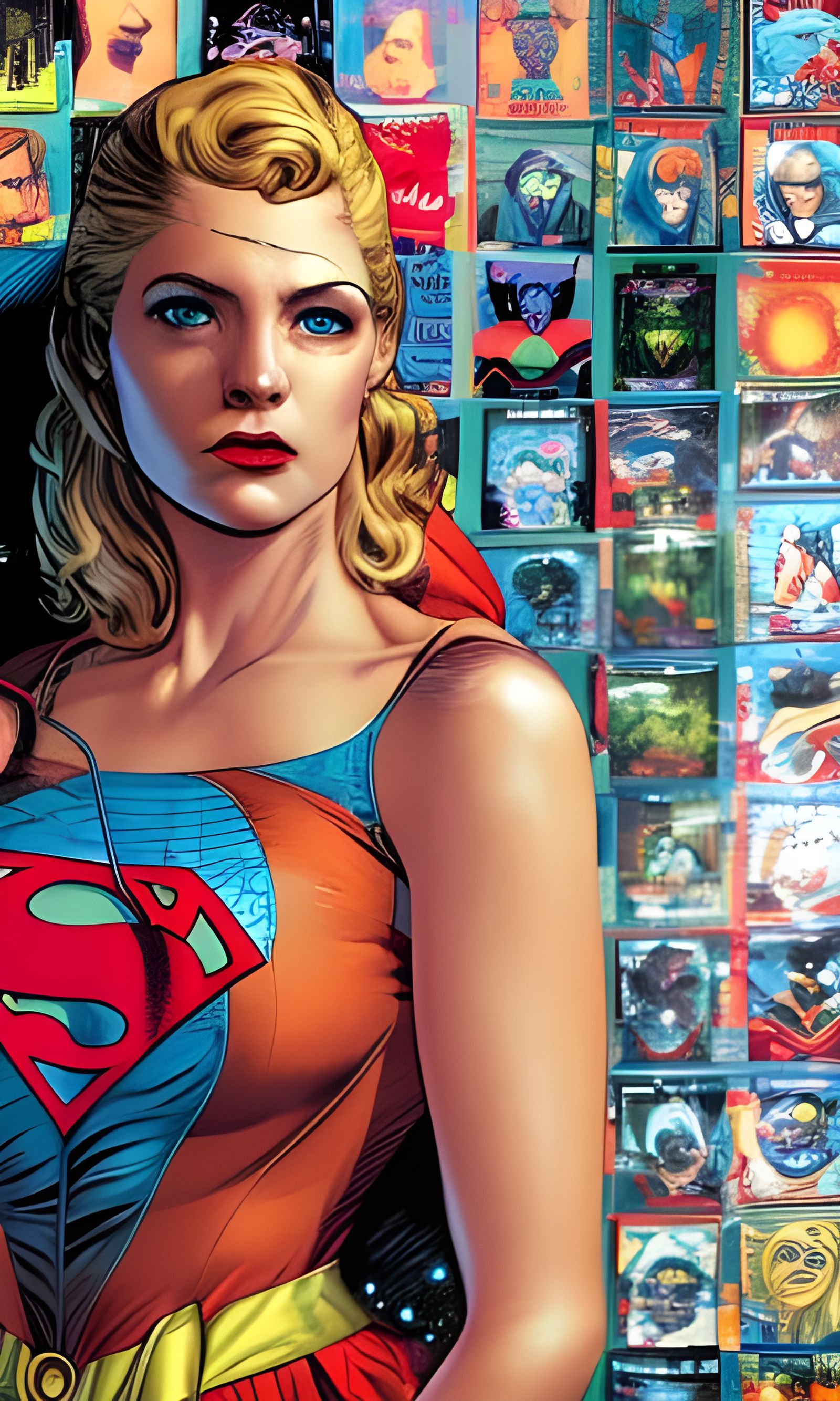 Dynamic Comic Book Superhero Portrait with Dark Art Style