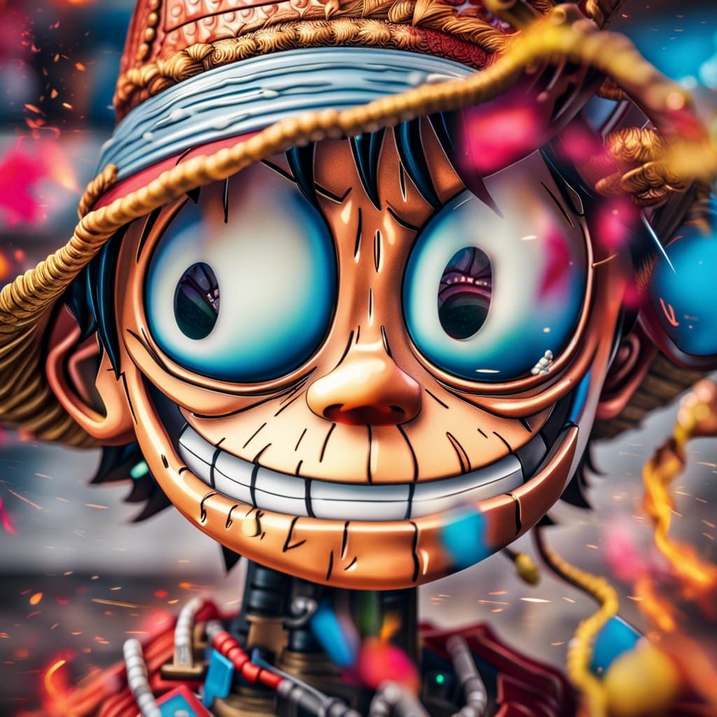 Hyperrealistic Luffy Trophy in Sharp Focus