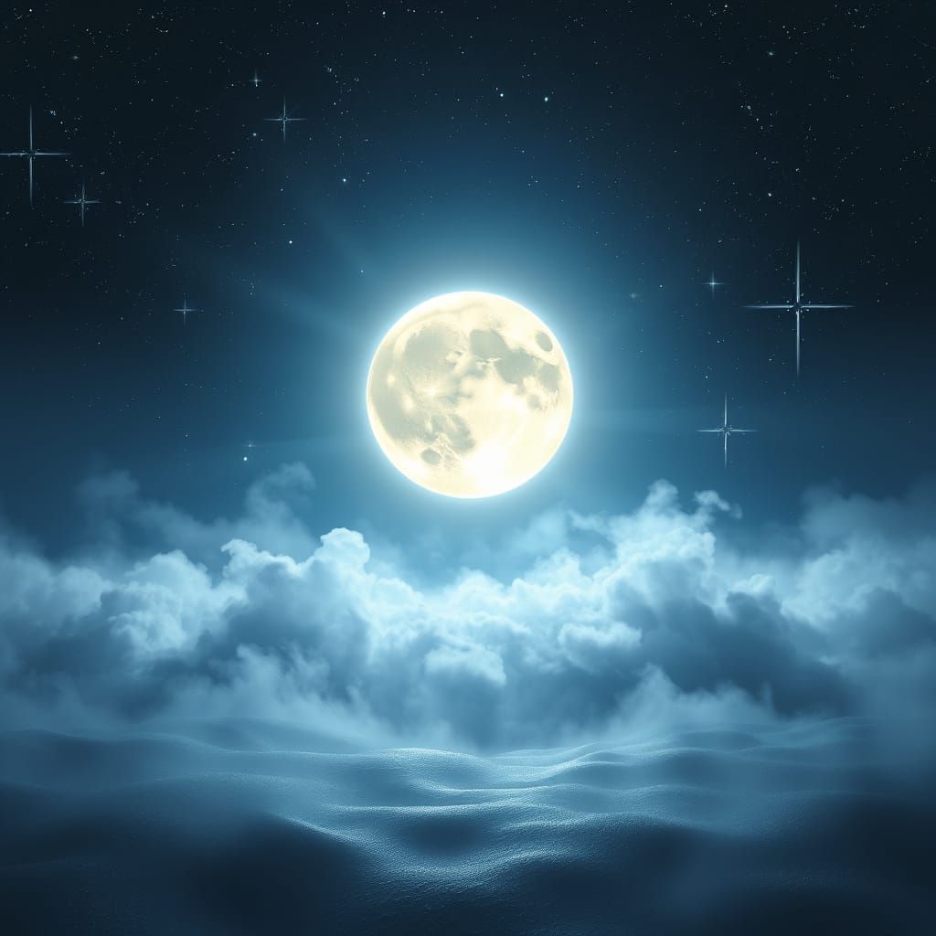 Enchanting Moon Glows in Dreamy Surreal Landscape