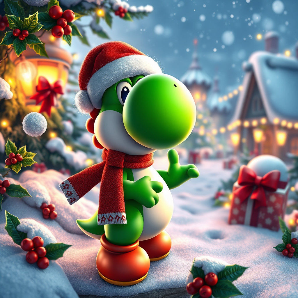 Yoshi's Christmas in Mushroom Kingdom: 3D Anime Art