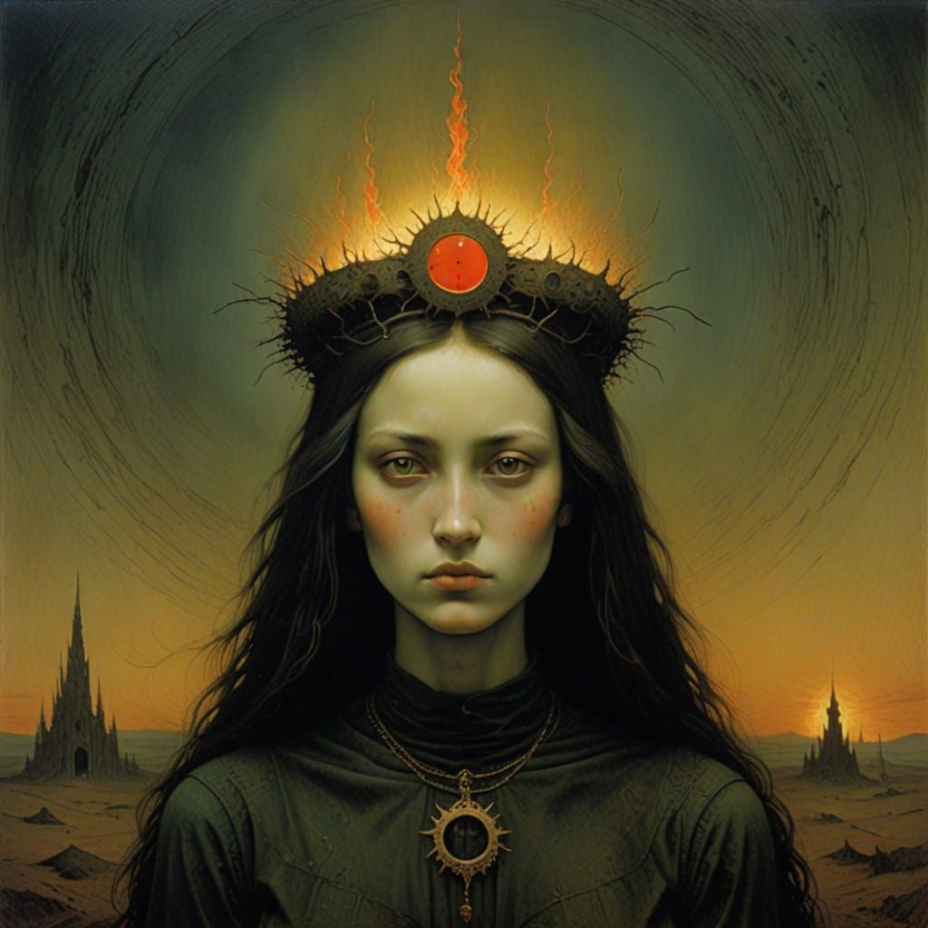 Surrealist Princess in Dystopian Flames