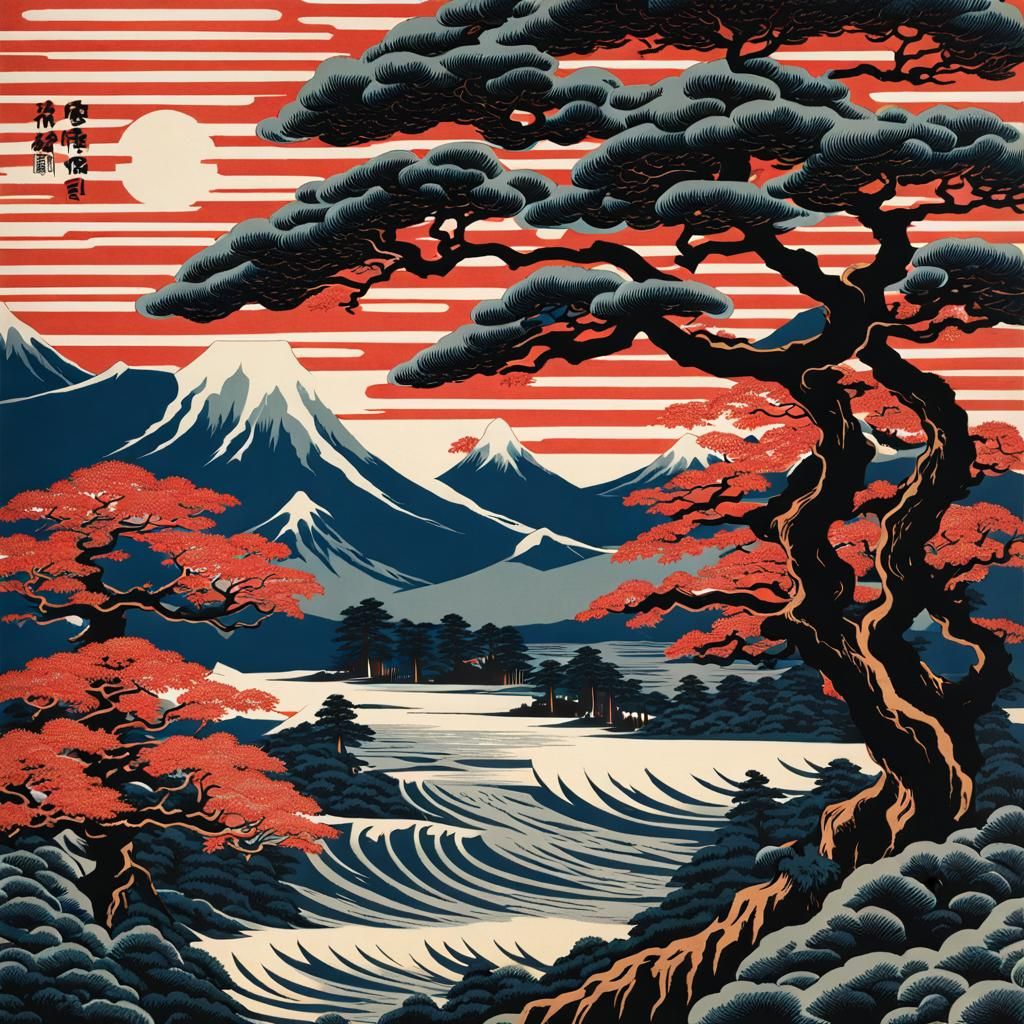 Eldritch Forest in Ukiyo-e Style