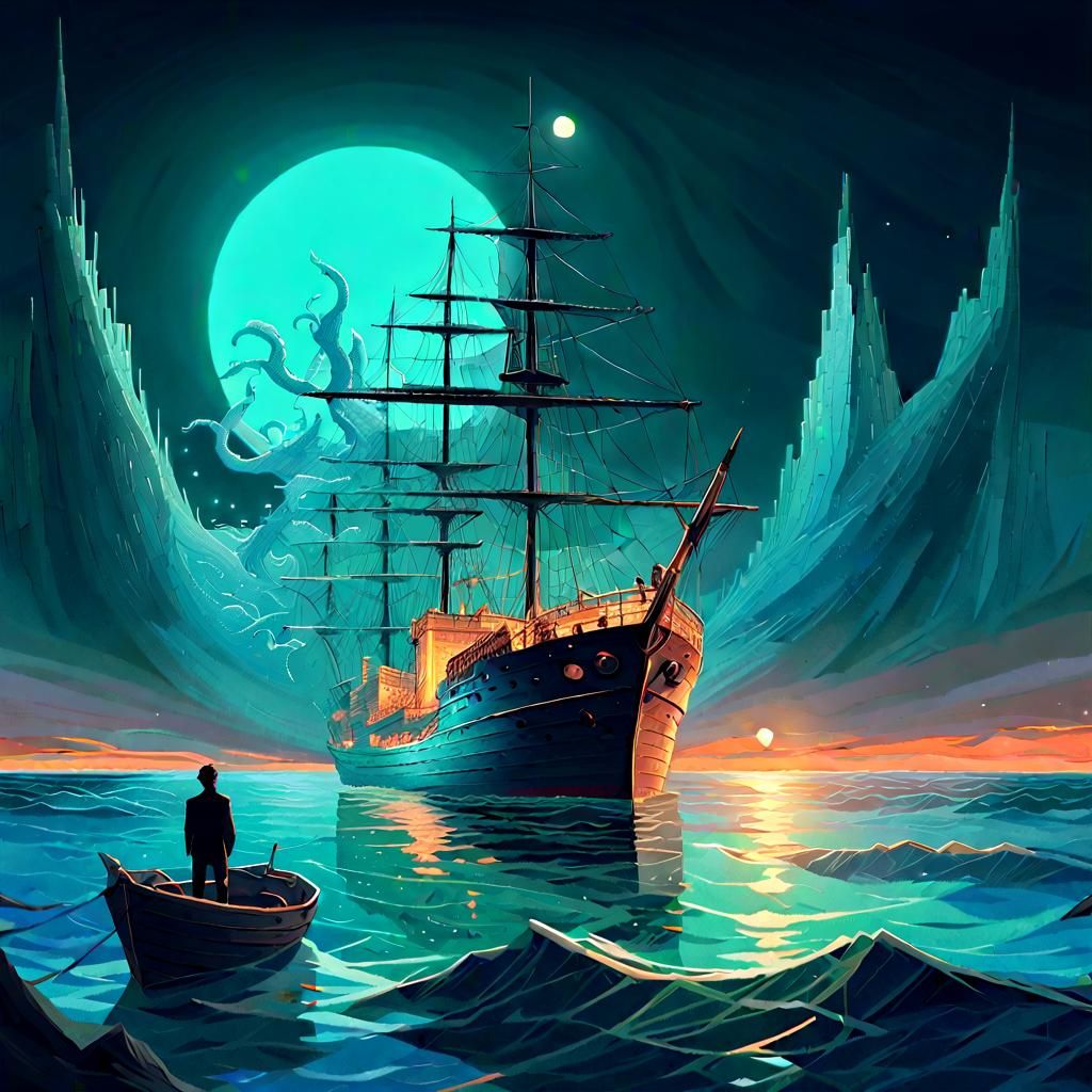 Crystal Ocean Ship: Pixelated Surrealism by Chikhani