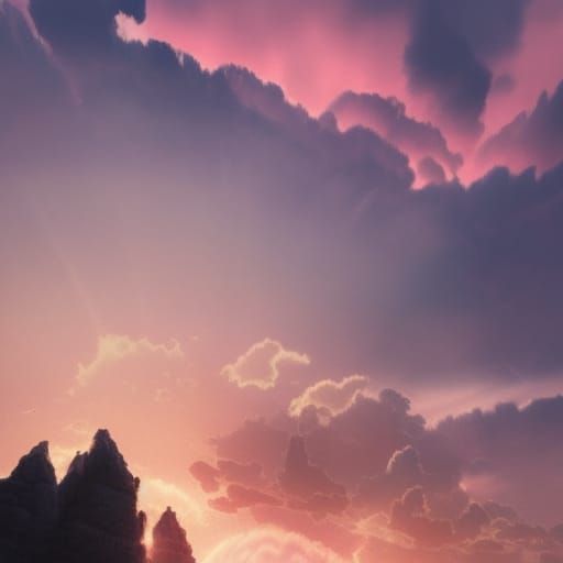 Epic Sunset with Pink Clouds: Digital Matte Painting