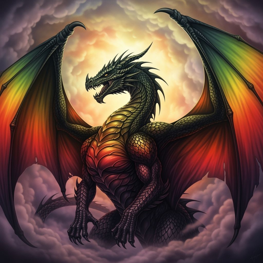 Majestic Dragon in Airbrushed Flight
