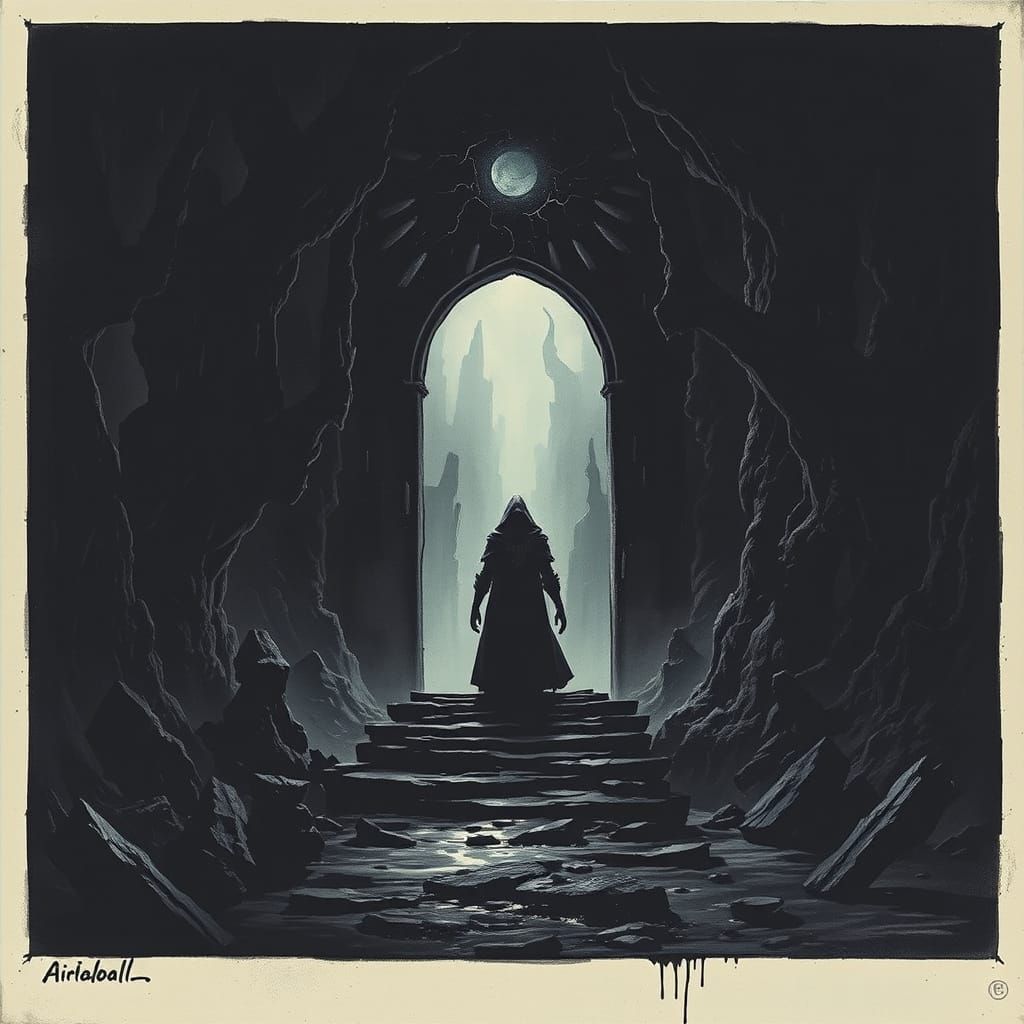 Ominous Portal in Gothic Digital Art Style
