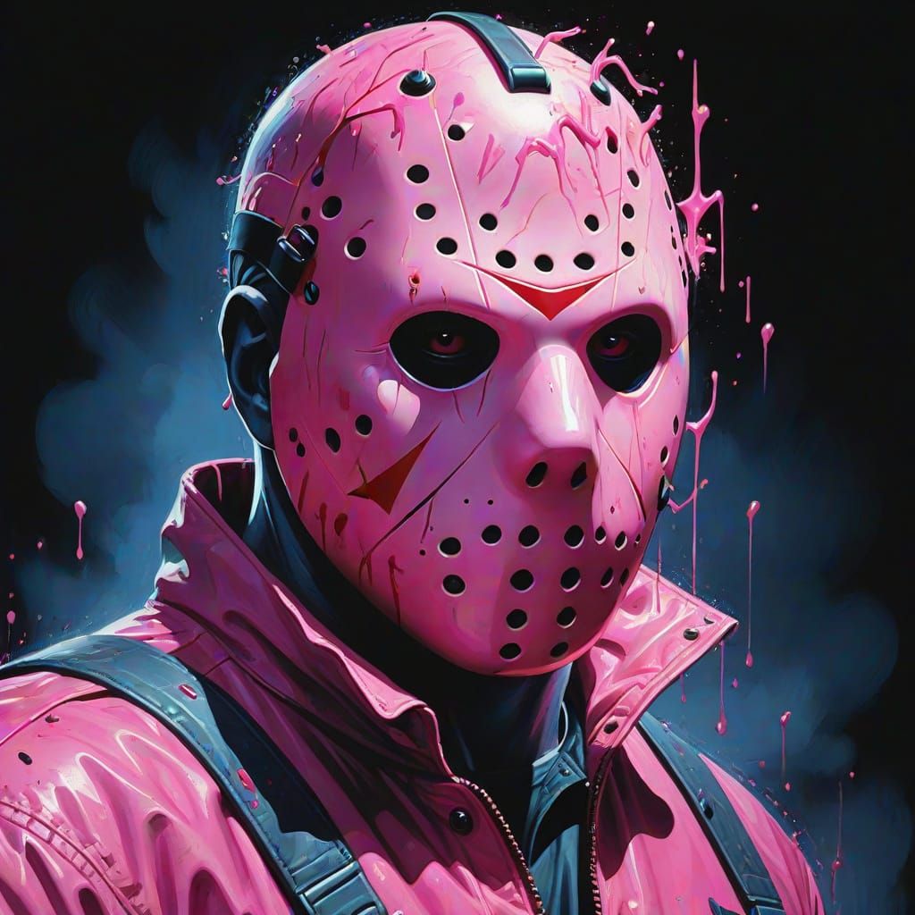Jason Voorhees in Vibrant Oil Splash Art