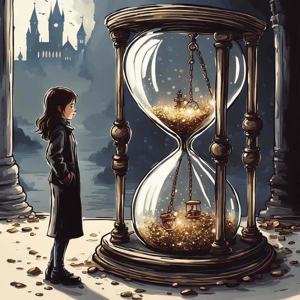 Sparkling Hourglass Suspended in Time