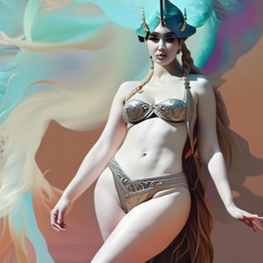 Burning Man Girl, Mixed Media Collage