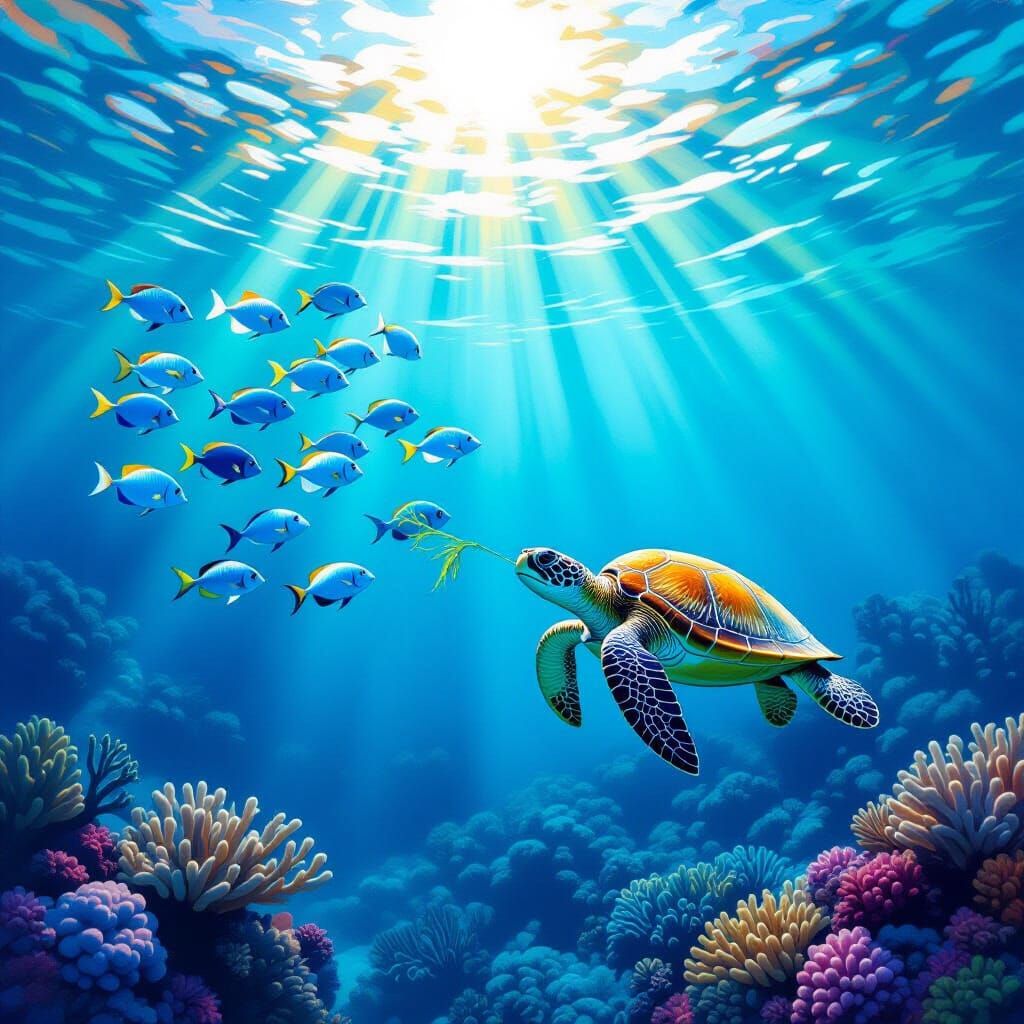 Angelfish Ballet Underwater in Impressionist Style