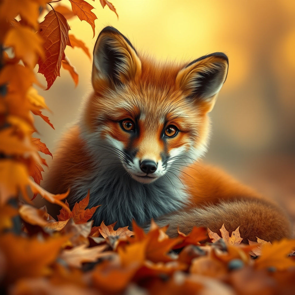 Curious Red Fox Portrait in Autumnal Woodland