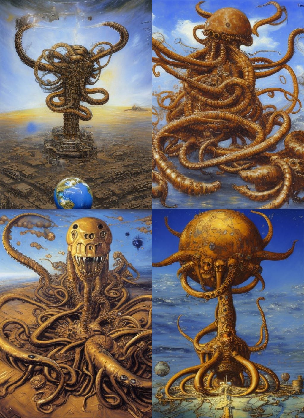 Industrial Kraken Grabs World: Conspiracy Concept Art