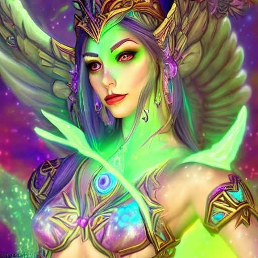 Tyrande Whisperwind: Holographic Cosmic Illustration