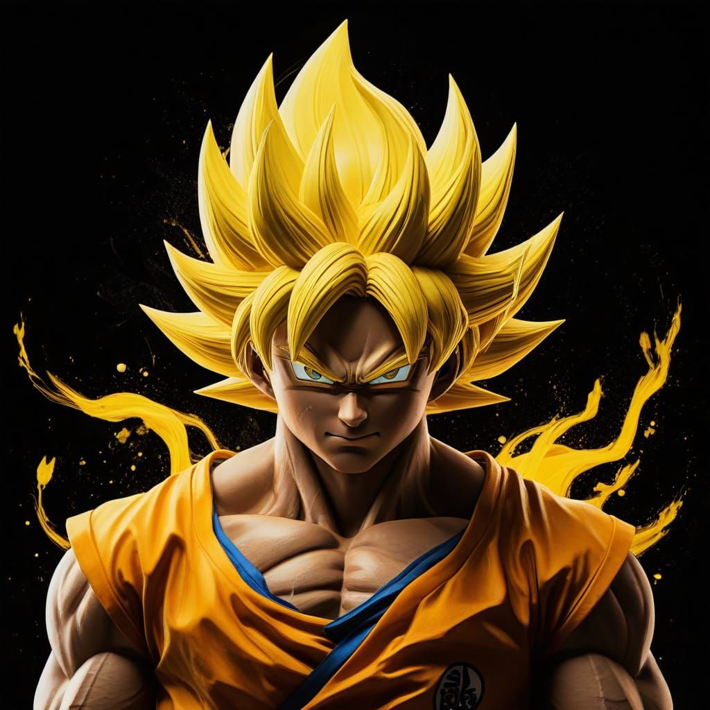 Goku Super Saiyan Power Up with Yellow Aura