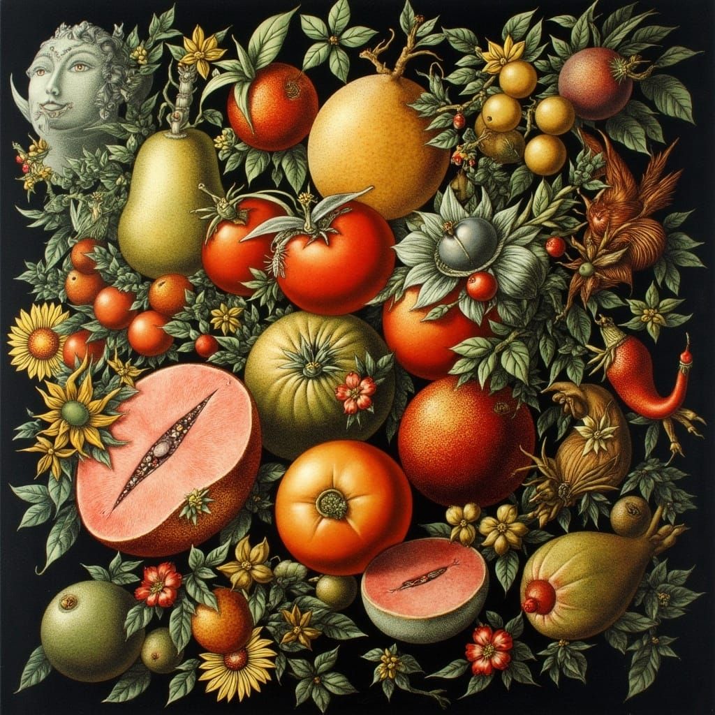 Vibrant Volumetric Fruit in Maximalist Style