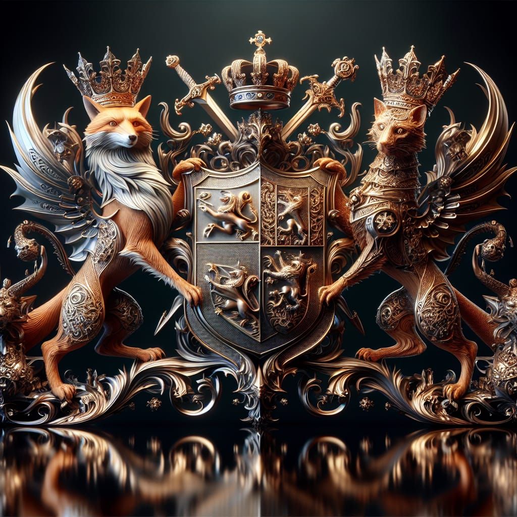 Fantasy Heraldry: Regal Fox and Cat Coat of Arms