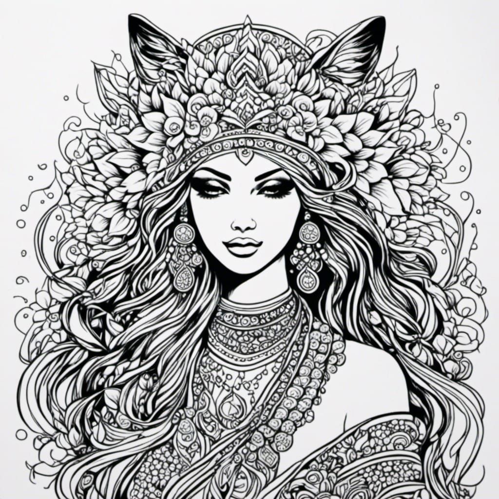 Simple Coloring Book Style Line Drawing