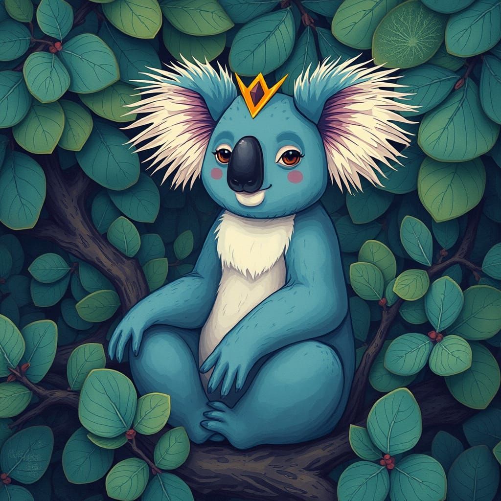 Mystical Koalagato in Vibrant Artistic Style