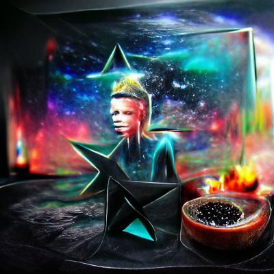 Blackstar Inspired Cosmic Holographic Illustration