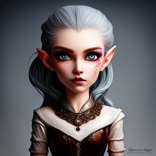 Punk Rock Elf Girl in Detailed Matte Painting